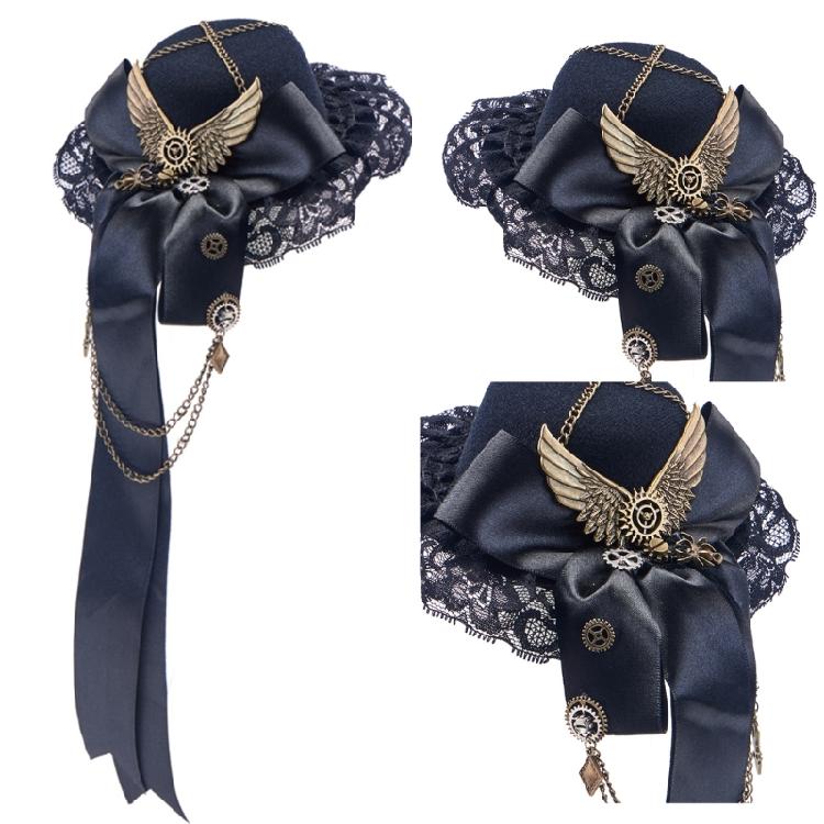 PunkStyle Top Hat with Gear Rose Party Fedoras Hat Hair Clip Carnivals Headpieces