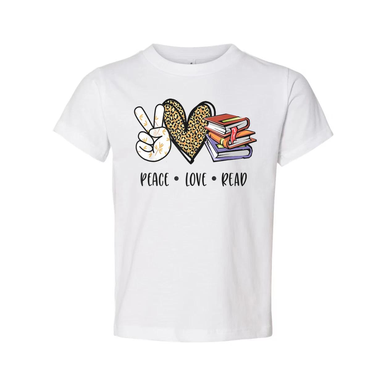 Unisex T Shirt With Peace Love Read Graphic Featuring Peace Sign Leopard Heart A 4XL
