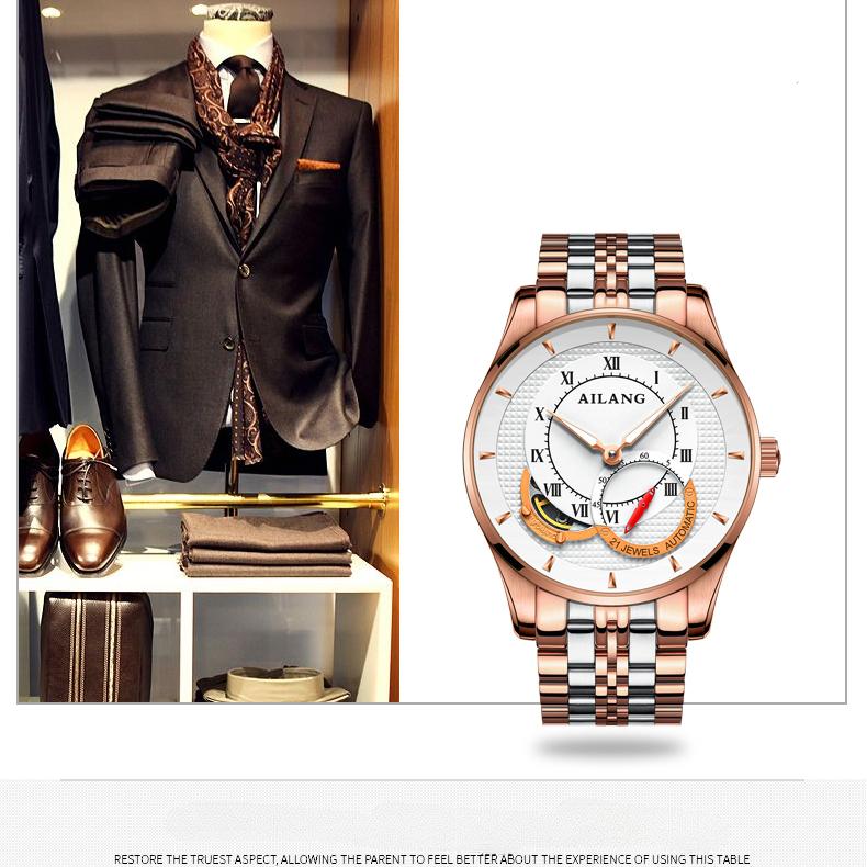 AILANG Klocka Stål Automatisk Maskinur Klocka Stor Urtavla Vattentät Mode Business Herrklocka