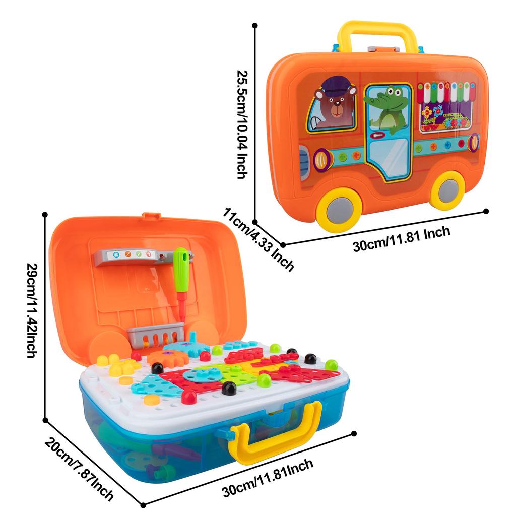 WISESTAR 380-teiliges Bohrmaschinen-Spielzeug-Schrauben-Schreiner-Set, STEM, 3D-Auto mit Aufbewahrungsbox, Weihnachts- und Geburtstagsgeschenk, DIY-Werkzeugkasten, bunt, ab 6 Jahren