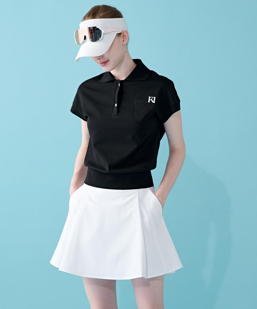 Cream Golf Tuck Flare Skirt