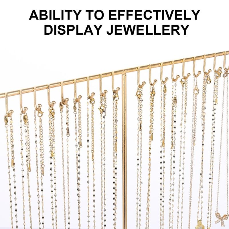 Elegant Iron Necklace Display Holder Effective Iron Necklace Holder with Wood Base Sturdy Jewelry Display Stand Rack