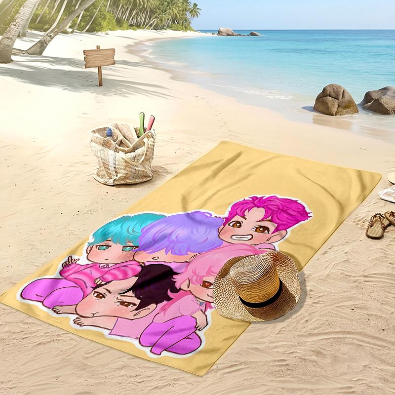 Asciugamano da Spiaggia Stampato Kpop Demon Hunters, Asciugamano Grande Assorbente ad Asciugatura Rapida per Estate e Attività all'Aperto in Acqua