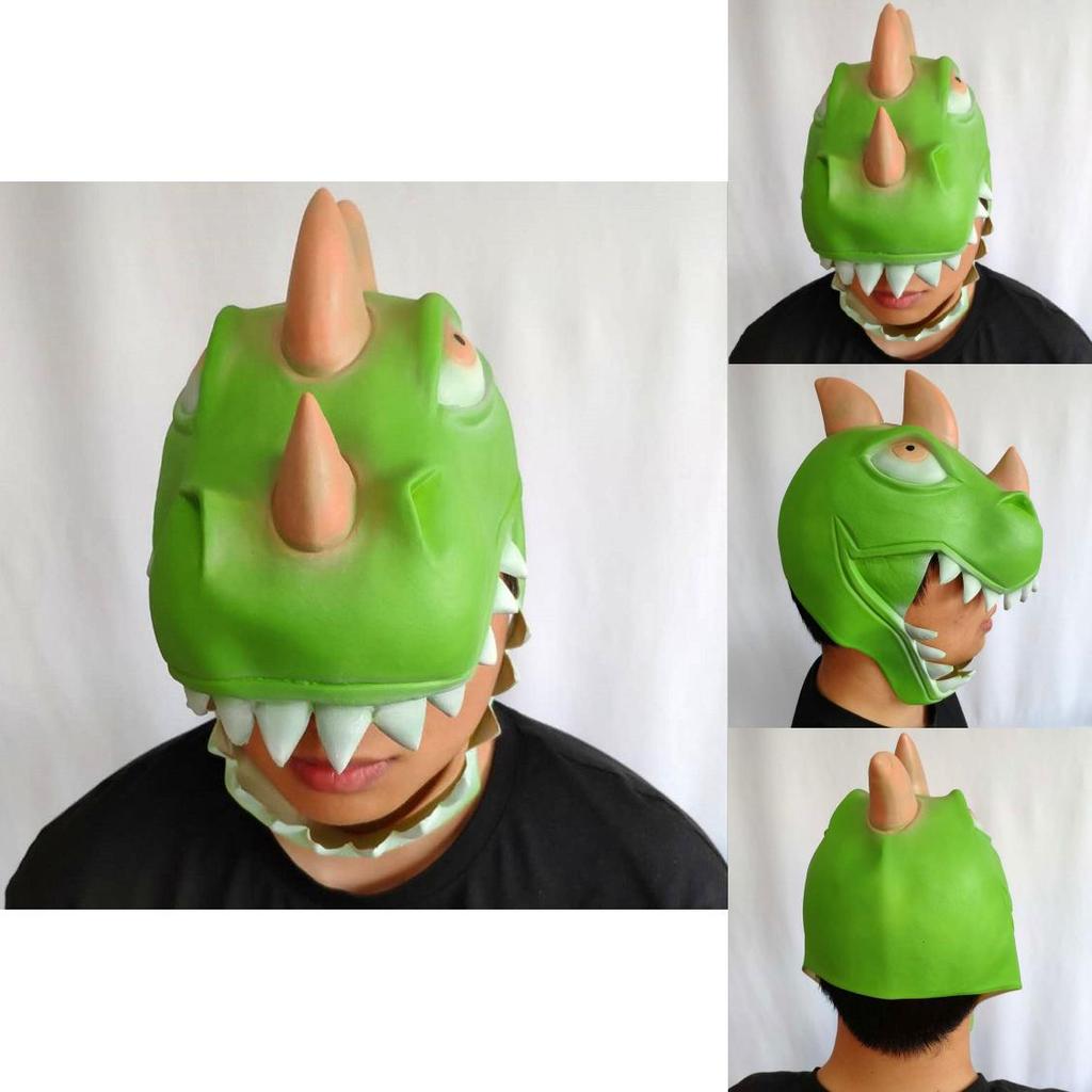 Halloween Latex Green Dinosaur Mask With Handmade Craft For Costume Party Fun