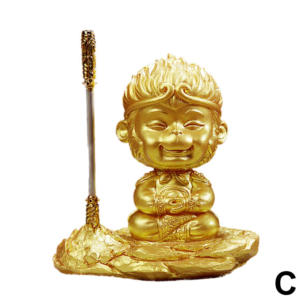 For Black Mythology Sun Figure Statue Sculpture Monkey King Desktop Ornament with Golden Cudgel 2024 Car Dashboard Decor