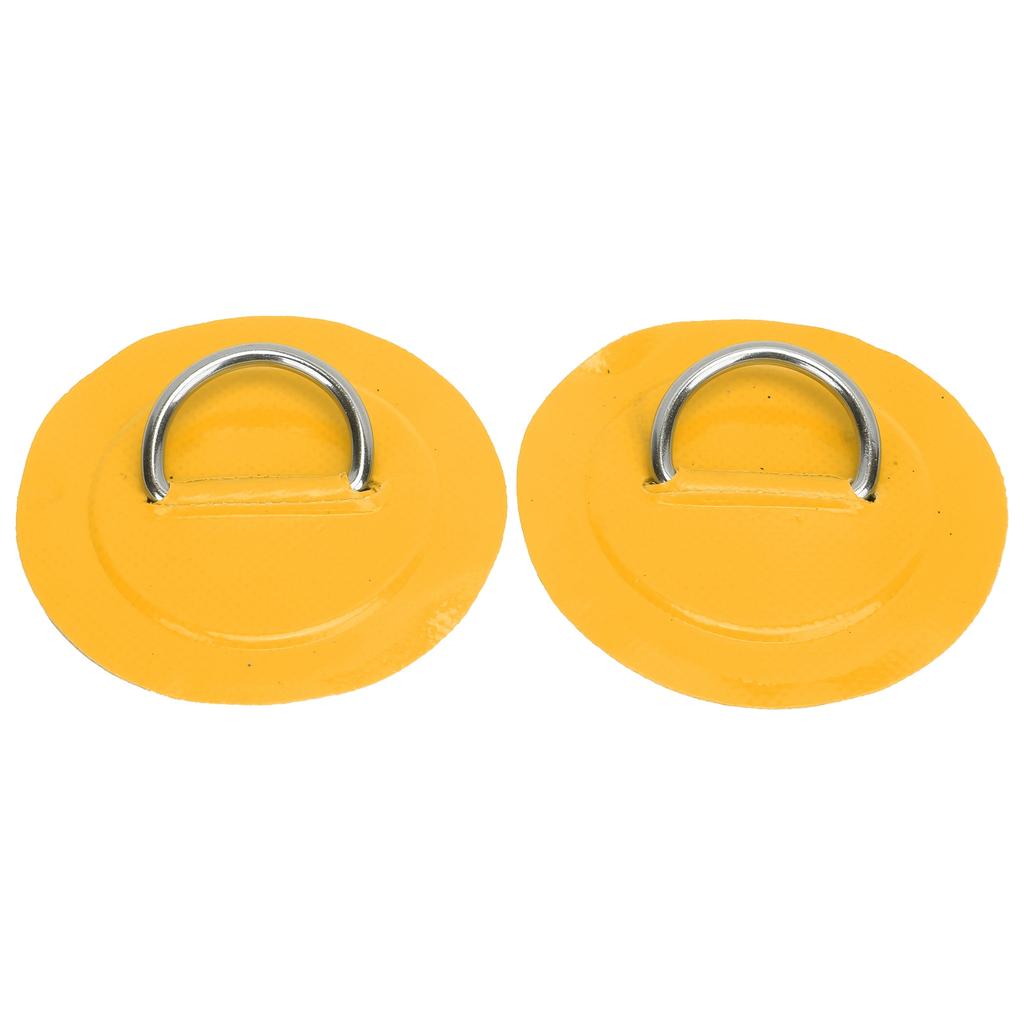 2 Pcs Inflatable Boat DRing Pad Patch PVC Durable Marine Stainless Steel Fixed Buckle(Yellow )