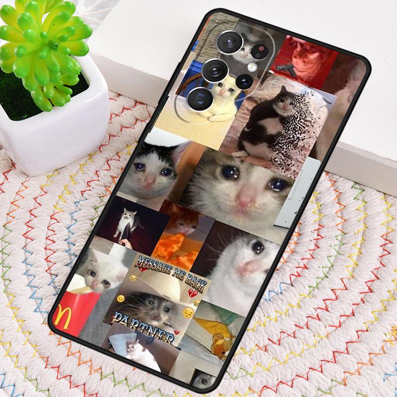 Crying Cat Memes Phone Case for Samsung Galaxy note 10 pro S26 Ultra S23 S24 FE S25 S21 S22 PLUS shockproof Cove