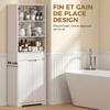 Tall Bathroom Cabinet, 2 Soft-Close Doors, Drawer, 3 Open Compartments, Adjustable Shelves, White