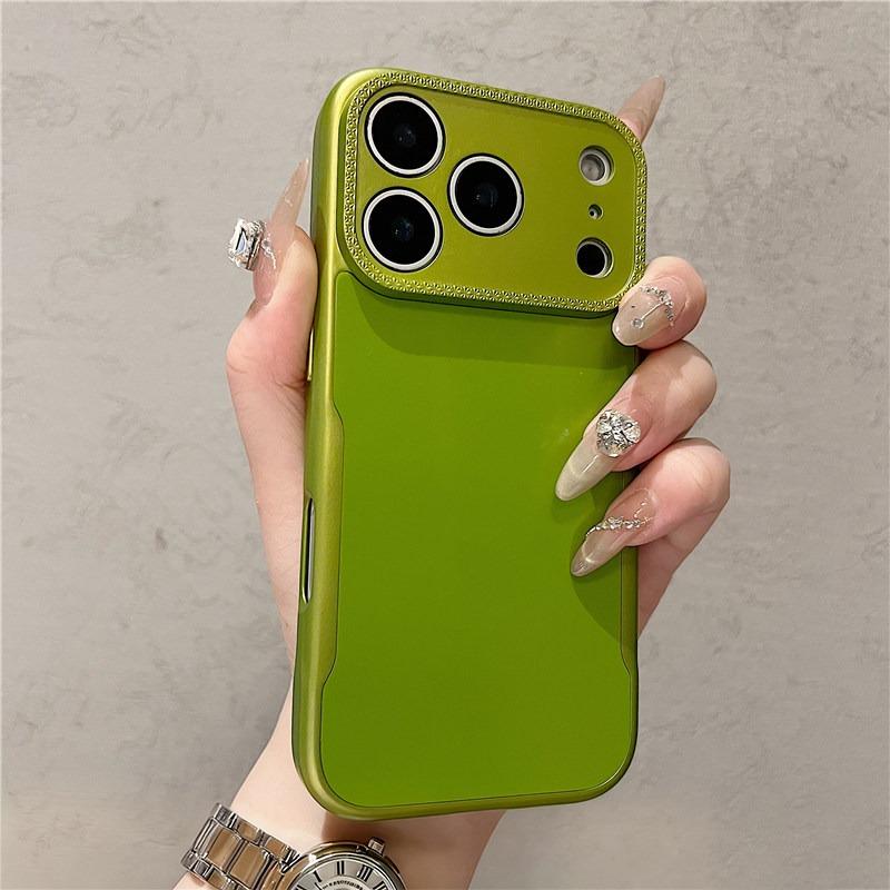 Luxury Ultra-Thin Solid Color Blade Mecha Phone Case for iPhone 17 16 15 11 14 13 12 Pro Max Air Glitter Camera Protect Cover