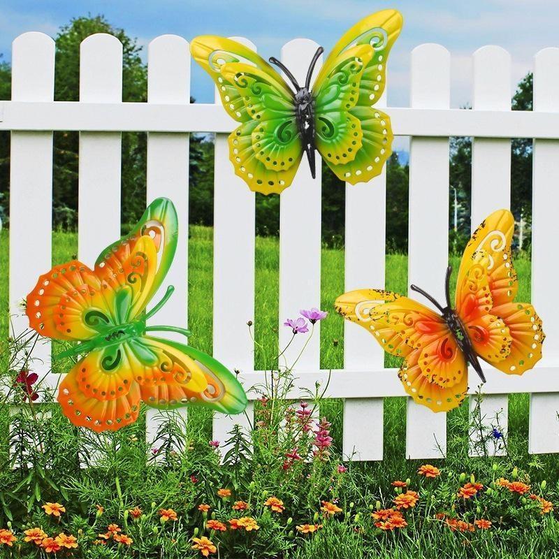 Cure Butterfly Iron Art Metal Butterfly 3D Wall Decors Modern Home Garden Courtyard Decoration Sculpture Butterfly Art 8 Colors