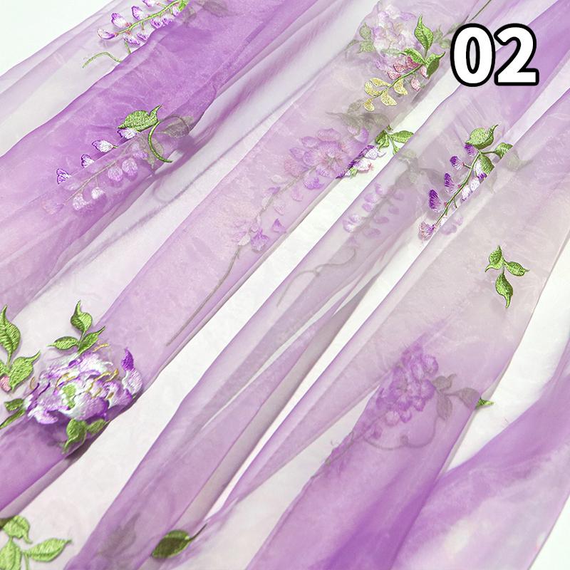 50X150Cm Chinese Style Embroidery Wisteria Fabric Gradient Edges Designer Fabric Diy Sewing Hanfu Dress Doll Costume Cloth