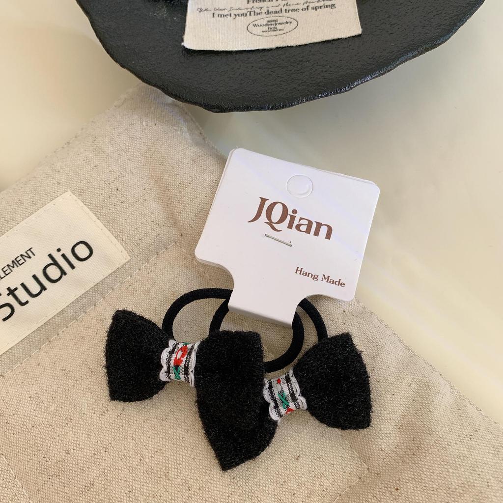 Korean Black Fabric Flower Bow Hairpin for Girls - Autumn/Winter