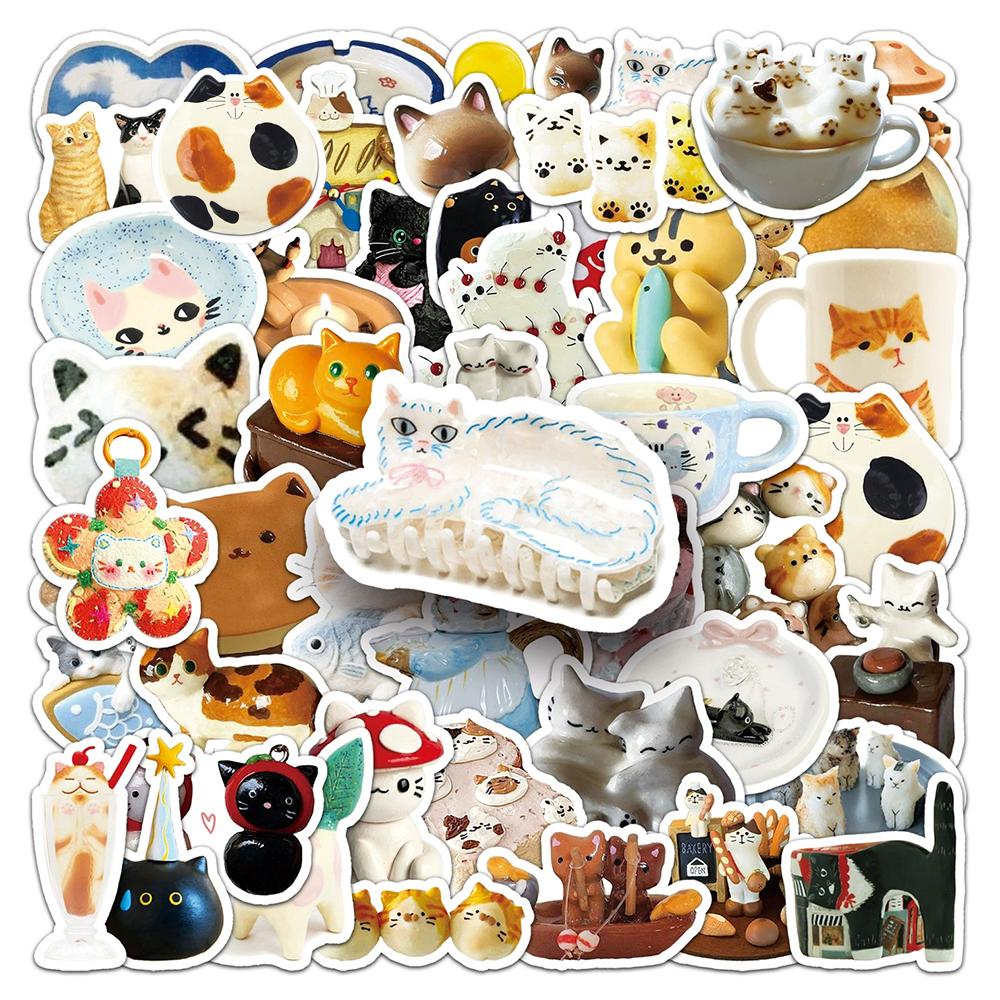 10 30 50Pcs Cute Cats Meme Cartoon Graffiti Stickers Waterproof Diy Laptop Scrapbook Laptop Waterproof Ins Style Animal Sticker