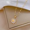 Luxury Sunflower Flower Same Full Zirconium Necklace Women'S Fashion Trend Collarbone Chain Manufacturer