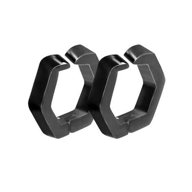2pieces Punk Titanium Steel Ear Clip Earrings For Men Women Print Pattern Black No Pierced Fake Ear Circle New Pop Jewelry