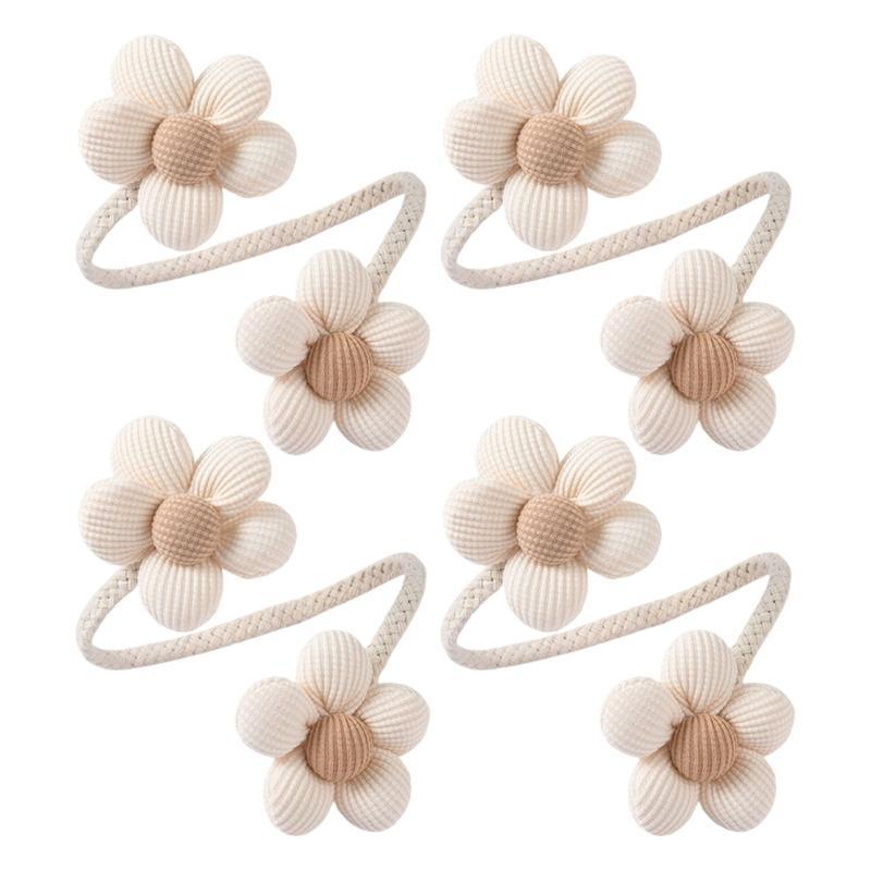 Ensemble de 4 Attache-rideaux Fleur Colorée Attaches Décoratives pour Draperies Attaches Corde Métallique pour Décorations de Fenêtre
