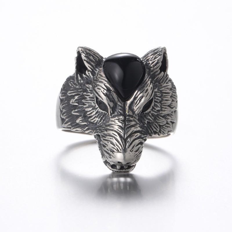 2024 S925 Silver High-End Thai Wolf Head Open Ring