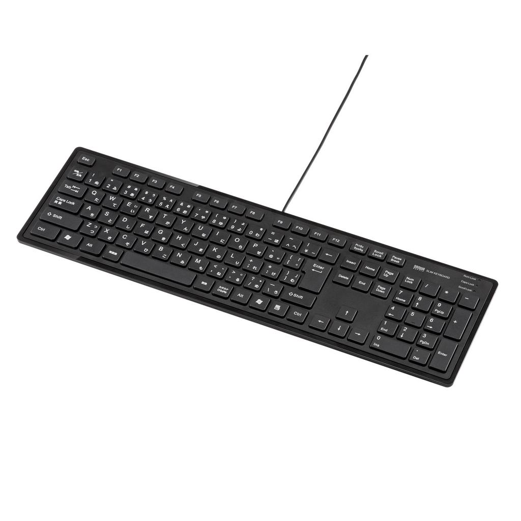 Sanwa Supply Wired USB Slim Keyboard, 109 Keys, Japanese Layout, Thin Membrane, Black, SKB-SL16BK