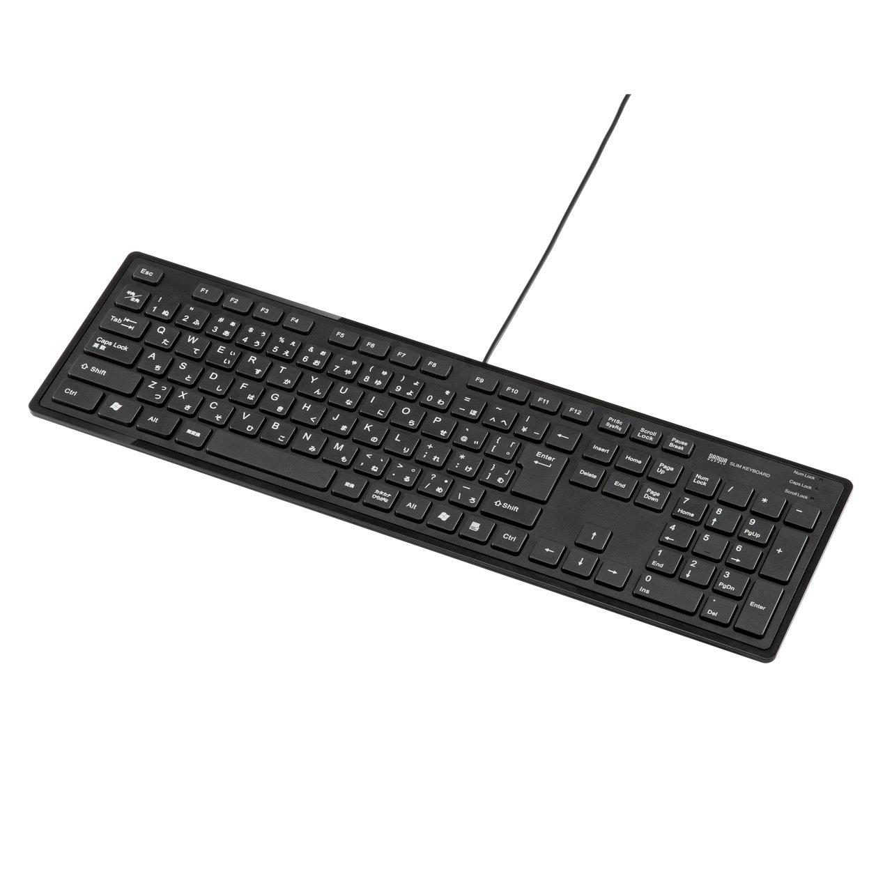 

Sanwa Supply Wired USB Slim Keyboard, 109 Keys, Japanese Layout, Thin Membrane, Black, SKB-SL16BK