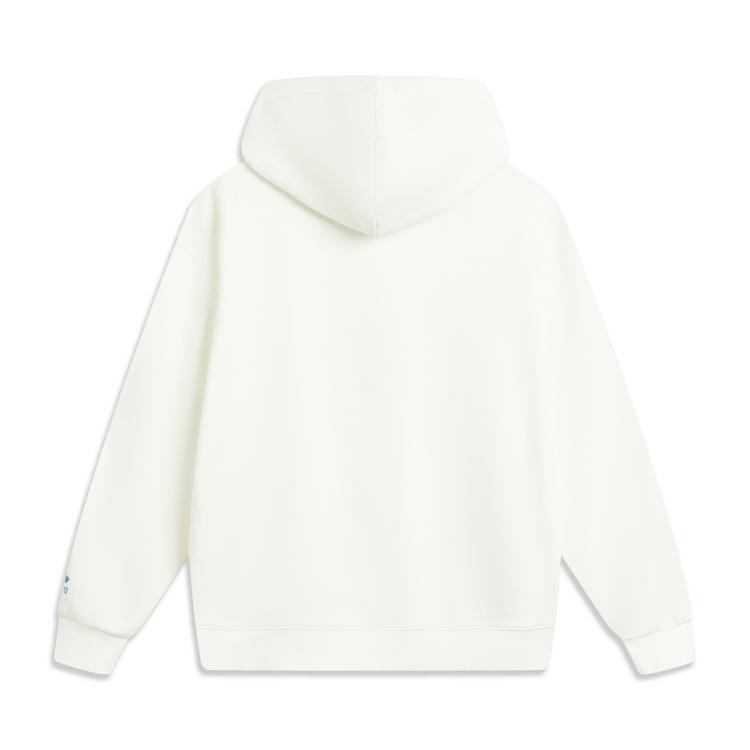 Li Ning Sports Lifestyle Series Simple Fleece Versatile Letter Cartoon Animal Print Drop Shoulder Loose Hoodie Women Hoodies Off-White AWDVC78-1