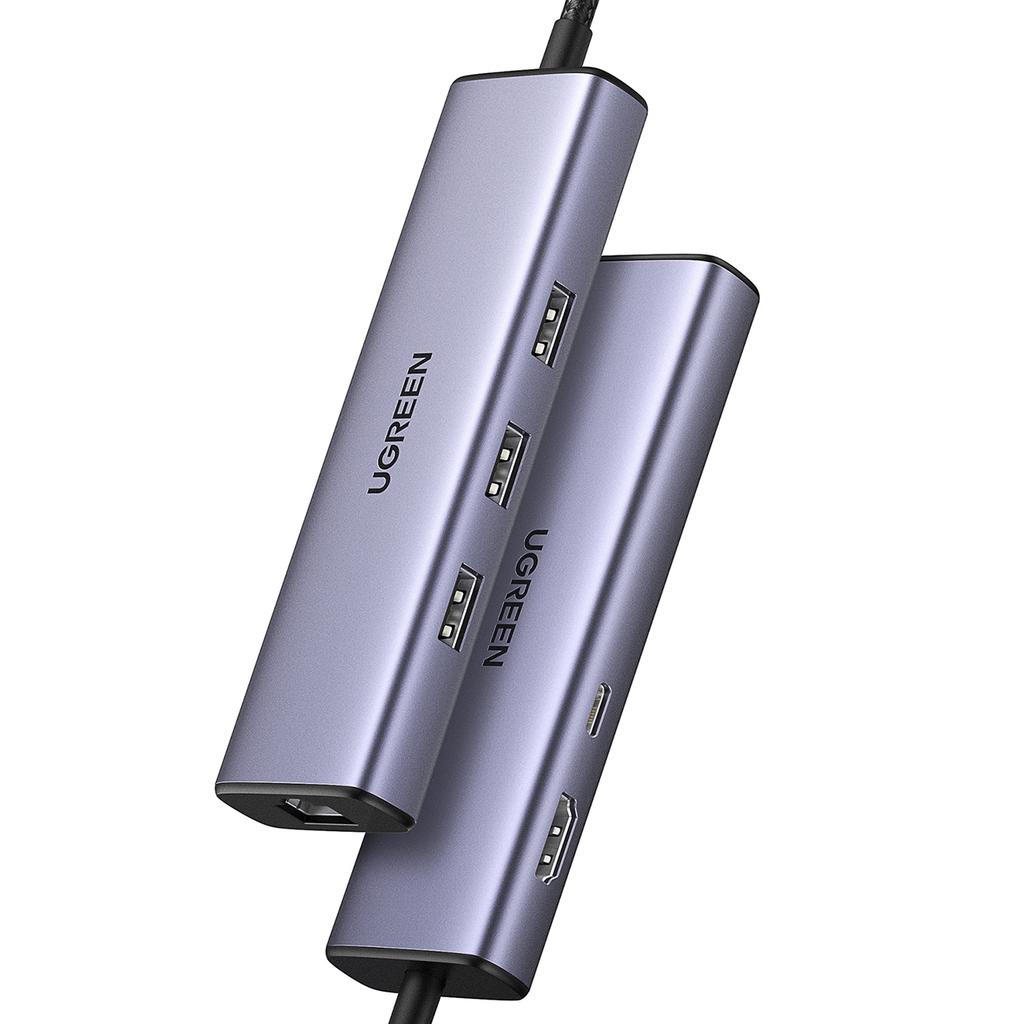6in1 HUB Adapter USB-C - 3x USB-A 3.0 / Hdmi / RJ45 / USB-C PD - Gray