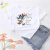 Butterfly Letter Sweet Tee Top Lady Female Short Sleeve Print Fashion Graphic T-shirt Women Shirt O-neck Clothing Clothes