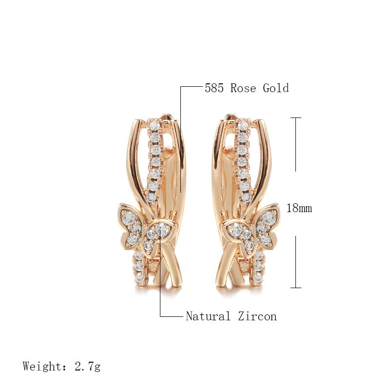New Elegant Natural Zircon Butterfly Woman Ear Clip Earrings Fashion  Rose Gold Daily Jewelry Unusual Girl Earring