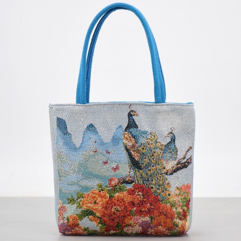 

Сумка из холста с вышивкой в этническом стиле, художественная мода, сумка «Ручная работа», сумка для ланча, сумка «Бенто»