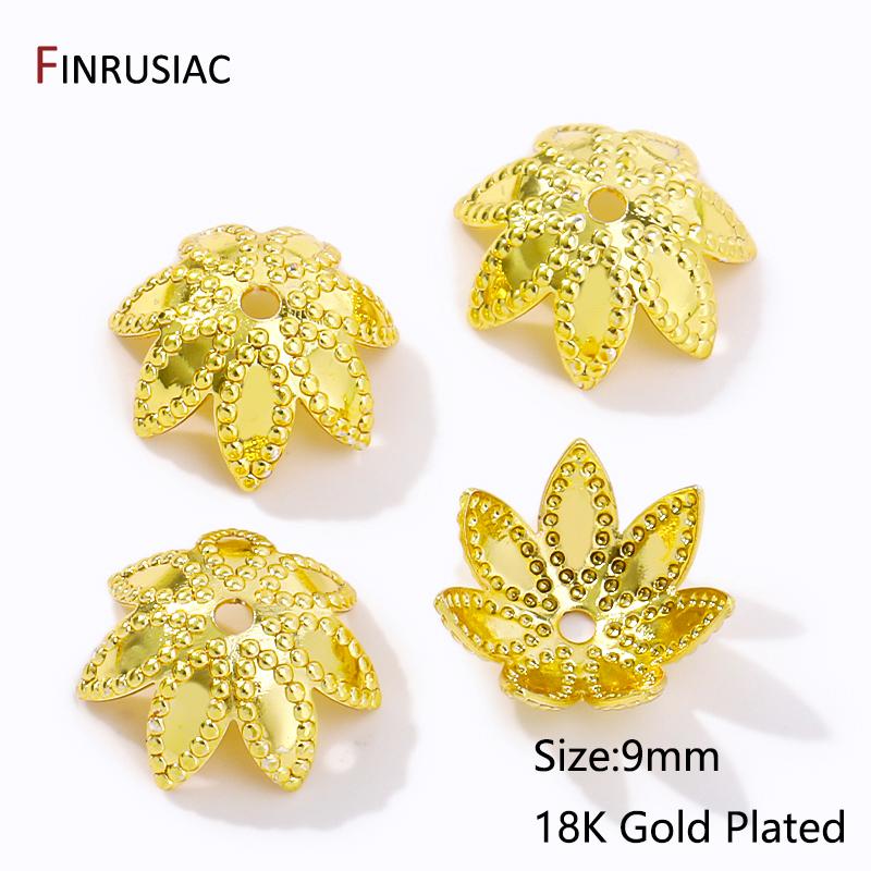

14K/18K Gold Plated Brass Bead Caps Hollow Flower Bead End Caps For DIY Beading Jewelry Making Supplies Findings Wholesale 20 pieces