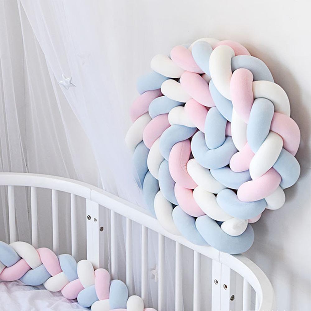 Handmade Bed Bumper Soft Plush Braided Pillow Baby Crib Bumper Crib Protector Baby Bed