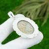 Oval Natural Fossil Coral Artisan Bezel Boho Birthday Unique Pendant 925 Silver
