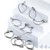 5pcs Hollow Stainless Steel Star Moon Frames Blank Bezel DIY Earrings Geometric Heart Pendant Base Charm Necklace Jewelry Making