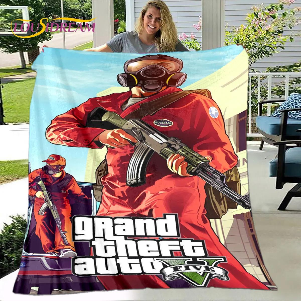 

Мягкое плюшевое одеяло Grand Theft Auto GTA Game Gamer, фланелевое одеяло для гостиной, спальни, кровати, дивана, чехол для пикника 75x90cm