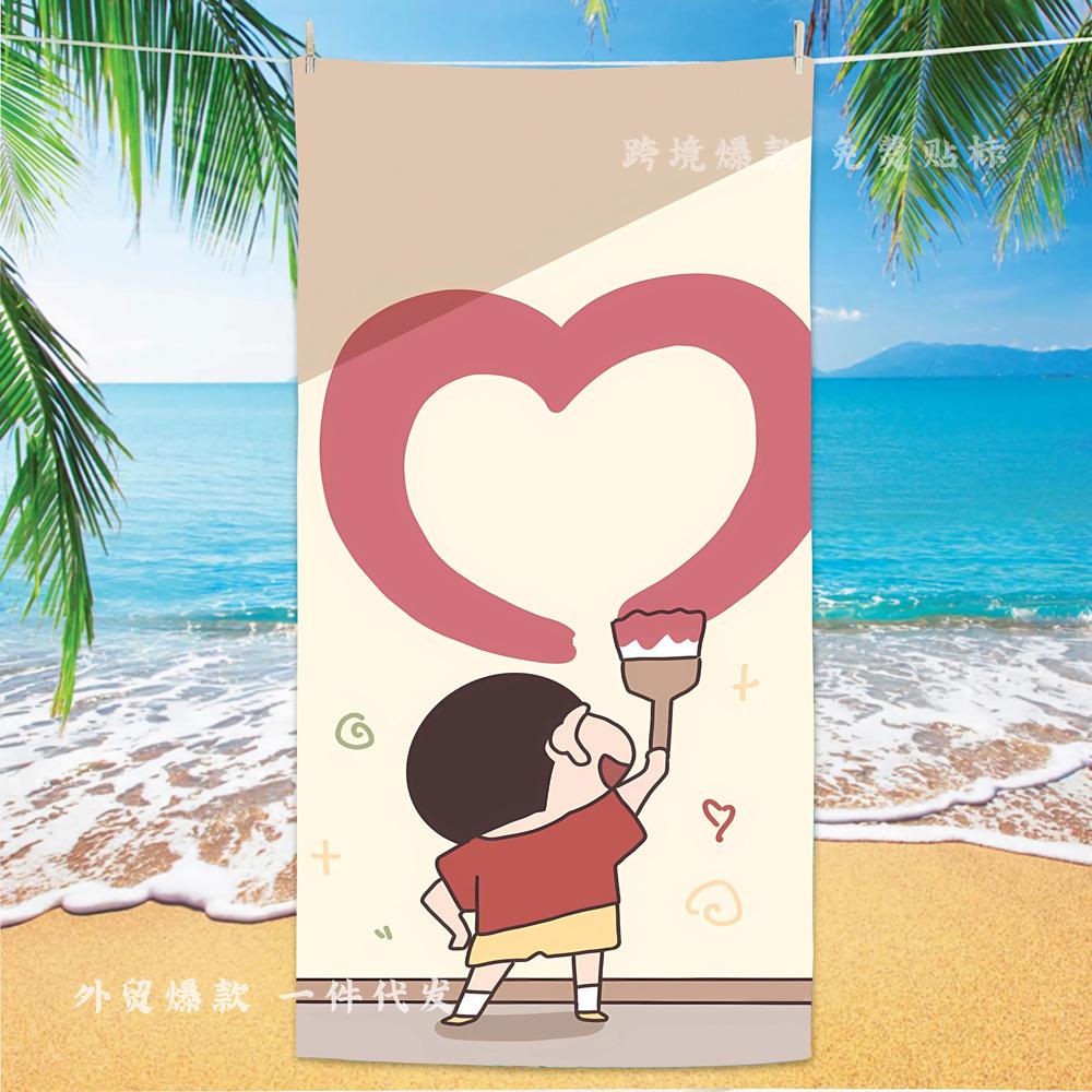 Extra Large Kids Quick Dry Bath Towel Cartoon Character Digital Print Double Sided Flannel Microfiber Beach Towel