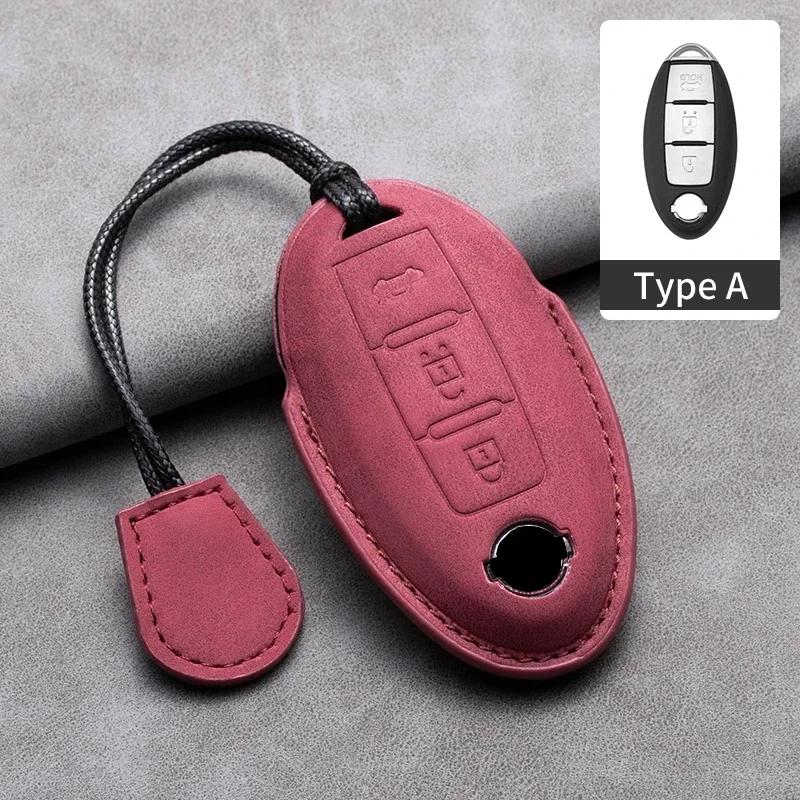 Leather Car Remote Key Case Cover Shell for Nissan Versa Maxima Altima Rogue Armada Sentra Murano for Infiniti FX35 QX60