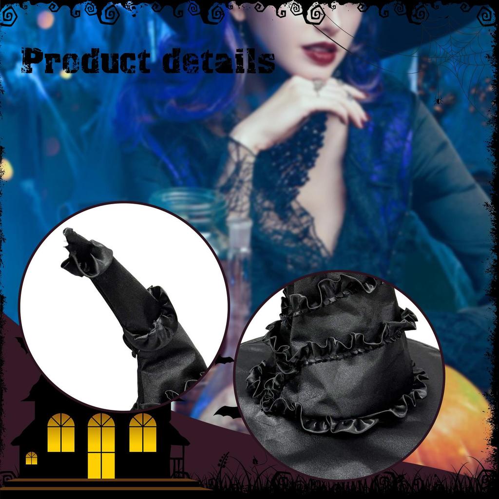 Witch Hat Satin Cap Costume Accessory for Christmas Fancy Dress Party Favors