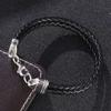 Braided Wrap Leather Bracelets For Men Fashion Genuine Double Black Braided Leather Chain Charm Wristbands BB1091