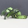 Unisex Y2K Rhinestone Skull Punk Belt with Rivet and Python Skin Design