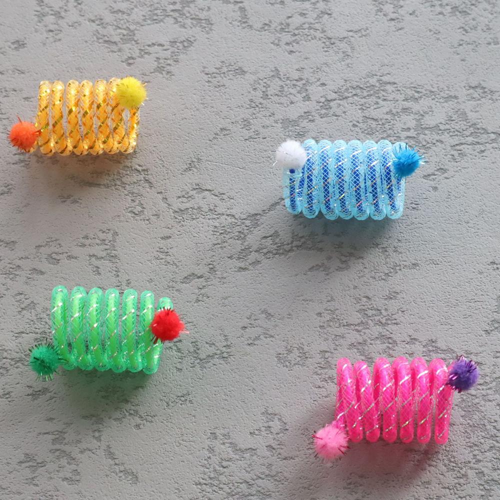 10pcs Colorful Spring Cat Toy Chew Resistant Elastic Wool Ball Spring Toys for Cats Tease Pet Supplies