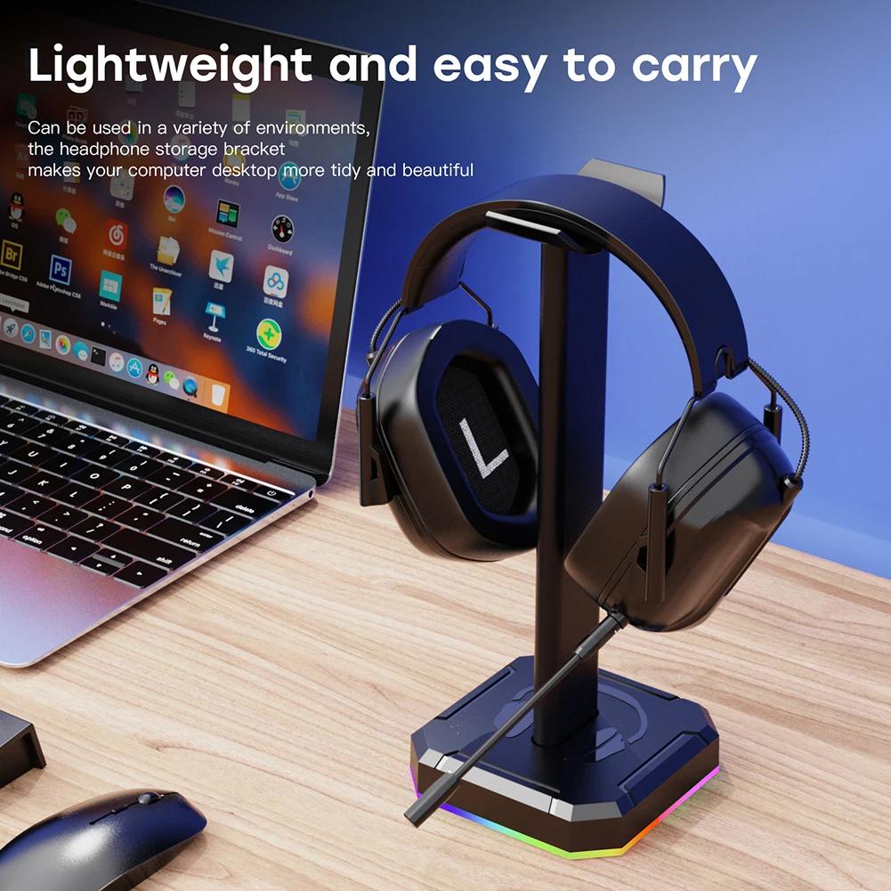 Headphone Bracket Display Rack RGB Backlight Head Mounted Headphone Stand Holder Desktop Organizer Vertical Bracket Hanger