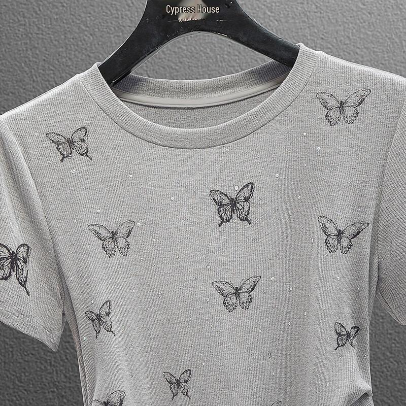 Women's Rhinestone Embellished Slim Fit T-Shirt
