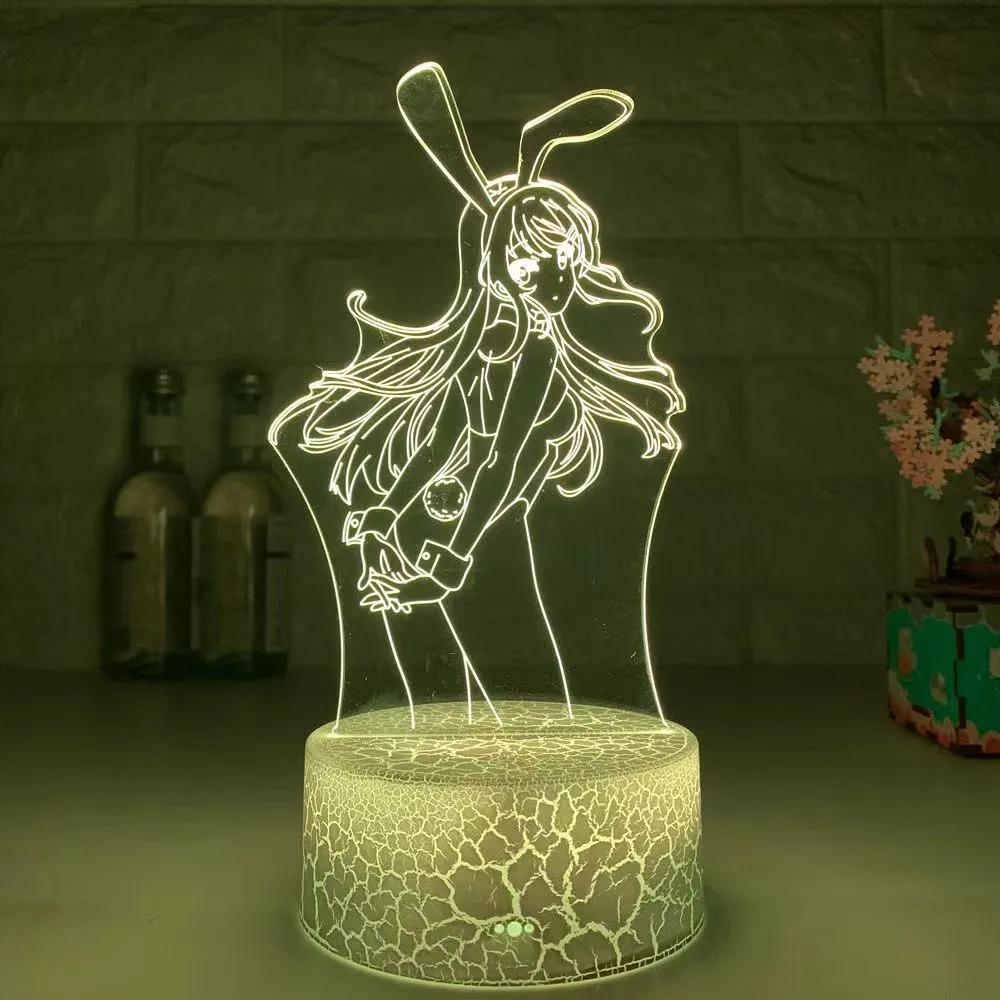 Anime Waifu Mai Sakurajima Led Night Light For Bedroom Decor Mai Light Gift For Friend Sakurajima Bunny Girl Led Lamp Anime Gift