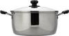 Wahei Freiz Stainless Steel Double-Handled Pot, 24cm, with Glass Lid, IHGas Compatible, Receed RR-6891, Silver