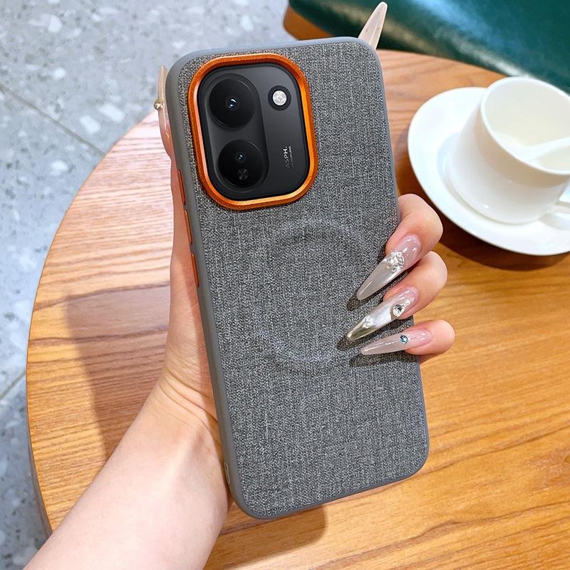 Applicable To Vivoy51pro Mobile Phone Case iQOOZ11 Magnetic Case iQOOZ11x Cloth Pattern Protective Case Y500i Hard Case