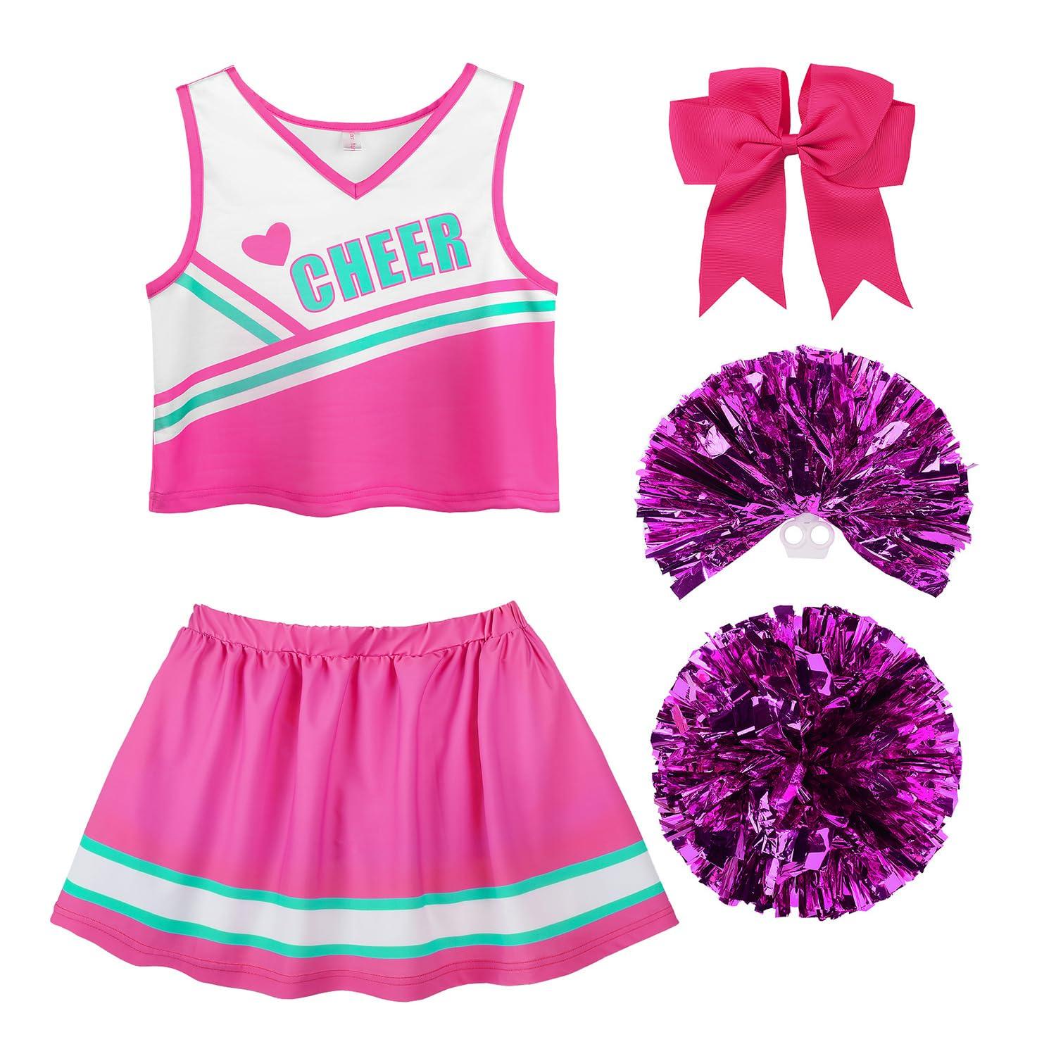 

Cheergirl Cosplay Halloween Kids Cultural School Pom Pom Hair Ribbon Pink 130 [ReliBeauty] Костюм, Костюм, Діти, Дівчата, Чирлідер, Костюм, рожевий
