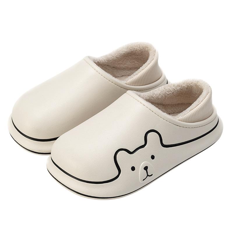 All-inclusive and waterproof cotton slippers, autumn and winter couples wear non-slip, comfortable and plush warm home plush cotton shoes