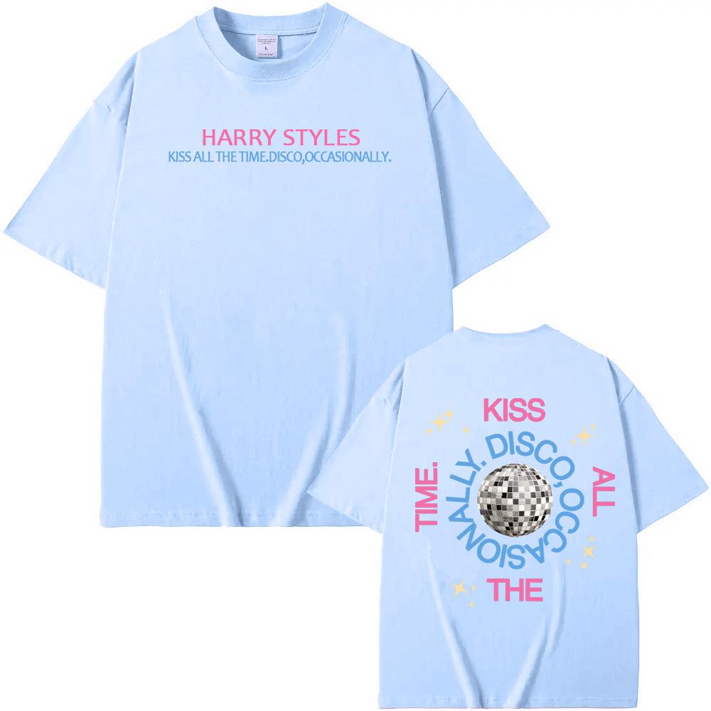 HarryStyle new album Print Tee album Kiss All The Time High Quality TEES Summer Harajuku 100%cotton Casual  Round Neck Tees funny Men womens clothes