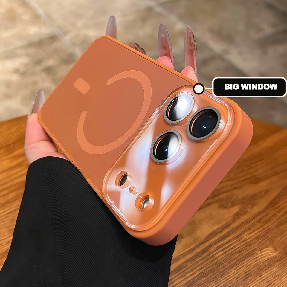 Official Original For Magsafe Magnetic Case For iPhone 17 Air 12 13 14 15 16 17 Pro Max Big Window Glass Lens Protector Cover