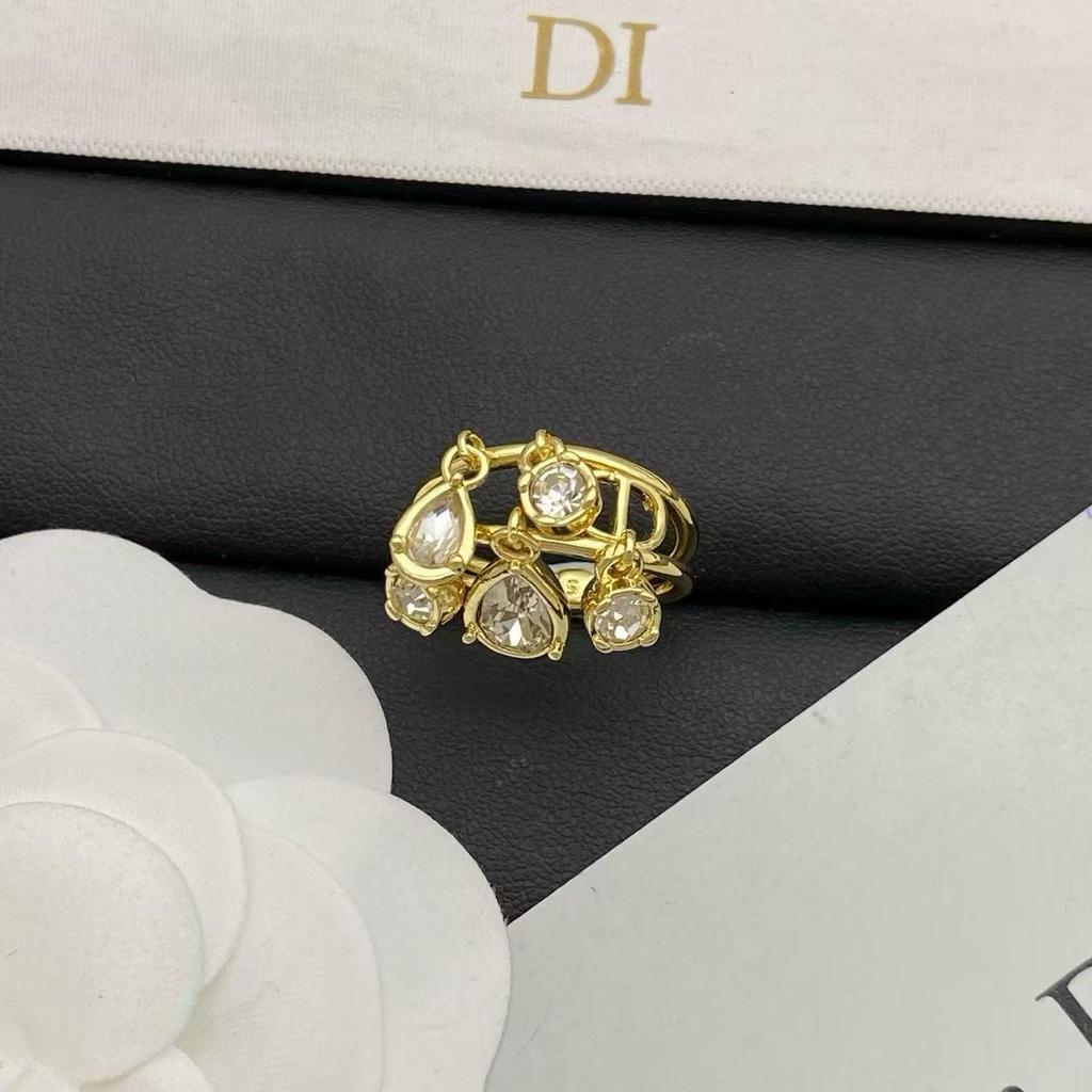 Fashion Dika Women's Three-Layer Plus Pearl Open Finger Ring with Exaggerated Design