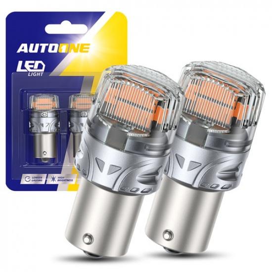 

2X AUTOONE 1156 BA15S 7506 Amber LED Brake Turn Signal Light Canbus Bright BRS A